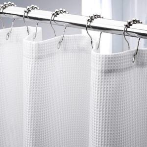 AmazerBath White Waffle Shower Curtain, 36x72 Inches, Fabric Stall Curtain With Waffle Weave, Hotel Quality Bathroom Shower Curtains