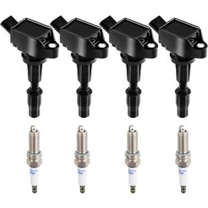 Ignition Coil Pack UF764 & Iridium Spark Plugs 93175 Set of 4, for Hyundai 2015-2019 Sonata Tucton | Optima Sorento Sportage Stinger | Genesis G70 G80 G90 2.0L 2.4L L4 Replaces# IC871 GN10730