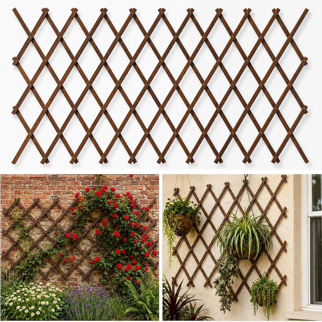 Expandable Trellis, 38"x89" Wooden Lattice for Climbing Plants Outdoor 1PCS