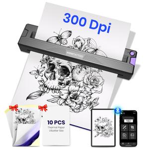 Tattoo Stencil Printer Machine,2026 Newly Upgraded Thermal Portable Wireless Bluetooth Printer,for Tattoo Artists&Beginners.with Transfer Paper and Thermal Paper,Compatible with Phone&PC