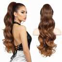 Claw Clip Ponytail Extension 26 Inch Wavy, Long Ponytail Extension Clip in Style, Voluminous Hair Extensions Ponytail for Dating, Festival, Casual Outfit & Work Trip