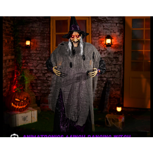 ELAMAS Animatronics 64 inch Dancing Witch Halloween Decorations - Sound Activated with Creepy Sound, Spooky Move, Light Up Eyes, Haunted House Scary Decor Horror Prop for Indoor, Outdoor, Yard Lawn