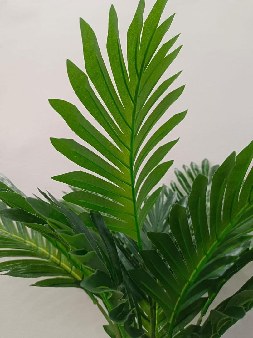 Artificial Palm Tree Plant, Potted Artificial Plant for Home Office Decoration, 12" Tall, Ships in White Ceramic Planter