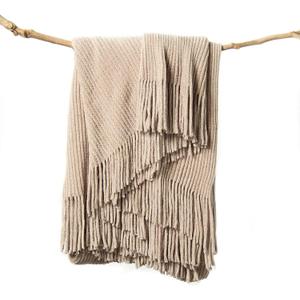lifein Throw Blanket for Couch, Soft Boho Decor Bed Throw,Cozy Beige Knitted Chenille Small Farmhouse Lightweight Throw for Spring(Beige,60 * 80") (D-tan/Beige)