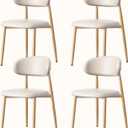 Upholstered Dining Chairs Set of 4 Mid-Century Modern Kitchen & Dining Room Chairs with PU Leather Seat and Backrest Ergonomic Sillas de Comedor(Original/Beige)