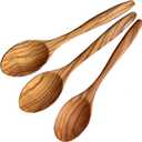 3 PCS Olive Wood Spoon, 7 Inch Wooden Spoons for Eating, Small Pointed Wooden Soup Spoons Set for Mixing Stirring, Handmade Wooden Tablespoon Dining Spoons for Coffee,Honey,Tea,Rice,Cereal,Dessert