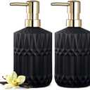 EMPO Clear Glass Soap Dispenser with ABS Plastic Pump, Crystal Lotion Dispensers for Kitchen Sink, Bathroom (2Pack Matte Black) (Standard)