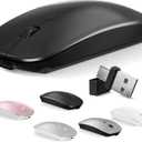 Normdecos Mouse for MacBook Wireless Bluetooth Mouse Laptop MacBook Air Mac Pro Rechargeable Silent PC iPad Optical Mice with Dual Mode Switch Bluetooth 5.2/3.0 and 2.4GHz USB Type-C Receiver Black