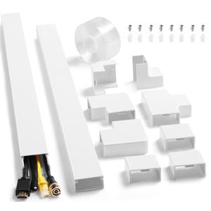 Cord Hider Kit 126in (8 x L15.7in) - ZhiYo Cable Covers for Wires on Wall, Wire Hider for Wall Mounted TV, White Cable Raceway, Paintable Cord Cover Cable Management for Home Office, W1.54in x H0.75in