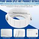 2" Spa Hot Tub Heater Split Nut Unions with Screw and Heater Gasket, White Spa Heater Split Nut Replacement for Balboa Gecko (Actual Size 3 Inch, Split Nut for 2 Inch Heater Assemblies) - 2 Pcs