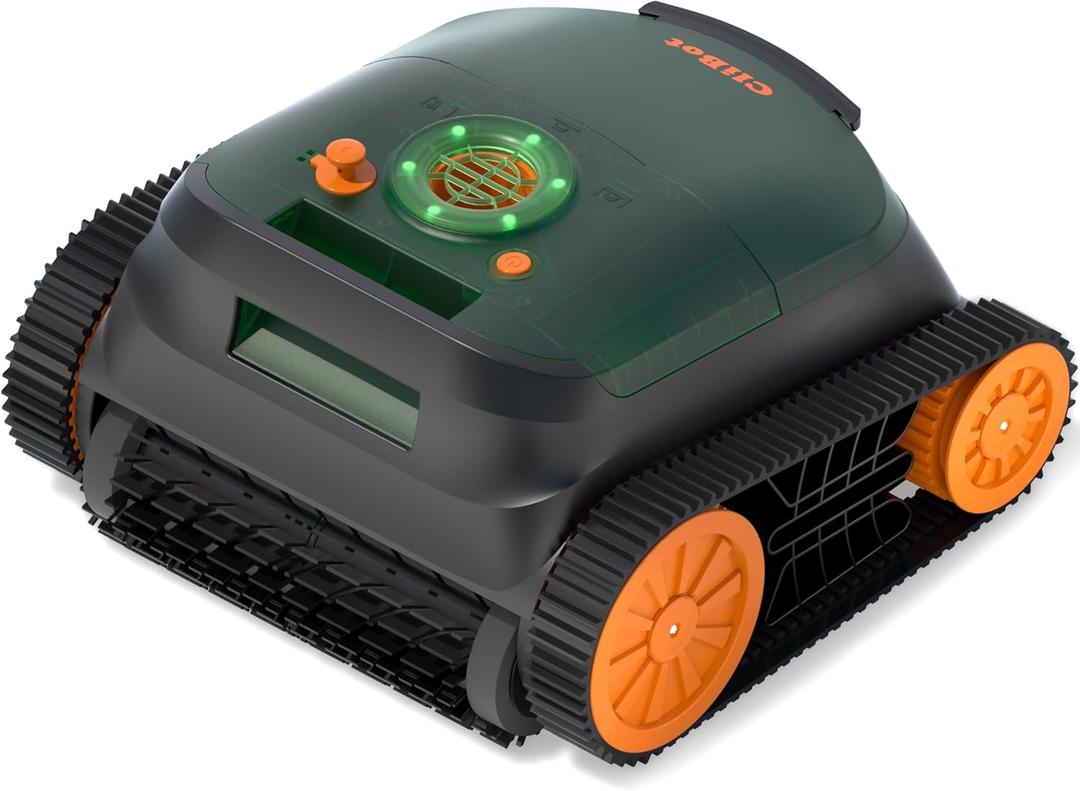 (2025 Upgrade) CliBot Robotic Pool Cleaner with 210 Mins Runtime, Smart Navigation, Triple Brushless Motors, Automatic Pool Vacuum Robot with Wall & Waterline Cleaning Function for Inground Pools (Green with Grey Brushes)