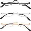 Half Frame Reading Glasses, Half Metal Moon Readers for Women Men 2.00