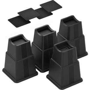 Adjustable Bed Furniture Risers 8 Pack Bed Lift Risers Elevation in Heights 3, 5 or 8 Inches Heavy Duty for Caster Wheels or Posts of Bed Table Couch, Support up to 2500 lbs. (Black)