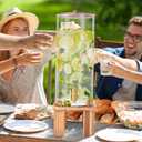 2 Gallon Large Drink Dispenser for Parties,Glass Beverage Dispenser with Stand,Glass Water Dispenser with Airtight Valve,Lemonade Dispenser for Fridge,Water, Juice,Punch,Cocktails,Ice Tea & Sun Tea-8L