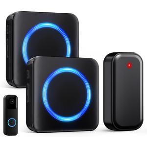 Wireless Doorbell Chime - Compatible with Blink Video Doorbell and Blink Video Doorbell (2nd Gen) (1 Video Doorbell Extender 2 Receiver (Black)