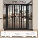30-41 Inch Extra Wide Outdoor Baby Gate/Dog Gate, Indoor Pet Gate for Doorways, Hallways and Stairs No Drilling, Auto Close, Pressure Mounted Safety gate for Babies,Pets, Black