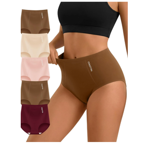 Women's Underwear Cotton High Waisted Briefs 5 Pack, Soft Breathable Full Coverage Ladies Panties, Size XL
