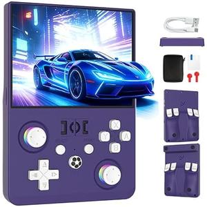 R36MAX 2 Retro Handheld Game Console, 4.5 Inch IPS HD Screen Portable Retro Game Console, 1.5GHz CPU Support 30+ Emulator Console Video Game Console, 4000mAh (Purple)