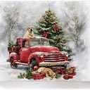 Christmas Paint by Number DIY Oil Painting on Canvas Christmas Red Truck Gift Xmas Tree Dog Pattern Paint by Numbers Kit for Adults and Kids Beginner (with Wooden Frame) 16" x 20",