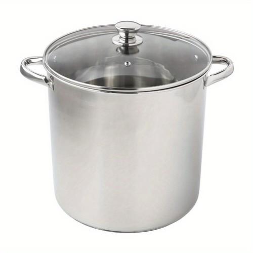 Mainstays Stainless Steel 16-qt Stock Pot with Glass Lid, Induction Compatible