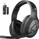 EKSA 2.4GHz Wireless Gaming Headset with Noise Canceling Microphone for PS5, PC, PS4 Bluetooth Gaming Headphones with USB & Type-C Connector, 52Hrs Battery PC Headset for Switch, Laptop, Mobile, Mac, Black