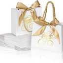 DECHISY 50 Pack Small Thank You Bags with Handles, 5.5 x 2.5 x 4.7 Inch, White Gift Bags for Bridal Shower, Birthday Party, Baby Shower, Wedding