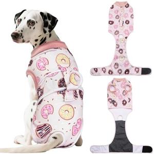 KAROKU Dog Surgery Suit, Breathable Surgical Recovery Suit for Female Spay Male Neuter, Anti-Licking Surgical Recovery Suit for Abdominal Wounds Skin Disease, Pink, Small