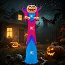 DAHAKII 12ft Tall Giant Halloween Pumpkin Ghost Outdoor Inflatable Decoration with LED Lights Yard Blow up Decor Inflatables for Halloween/ Yard/ Lwan/ Garden (12ft Pink Pumpkin)