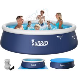 10'*30" Round Inflatable Top Ring Above Ground Swimming Pool Fast Easy to Set Up with 330GPH Filter Pump, Pool Cover and Ground Cover for Summer Outdoor Garden Backyard Childen Adults