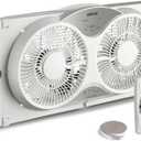 shinic 9" Twin Window Fan with Remote Control,Reversible Airflow,Removable Cover,3 Speeds, 3 Modes, Expandable Panels (From 24" to 37"),ETL Certified, White