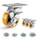 4 Inch Heavy Duty Casters Set of 4, Industrial Locking Casters 4000lbs Load Capacity, Plate Swivel Castor Wheels for Heavy Duty Carts, Workbench, Equipment, Platform Truck (Orange)