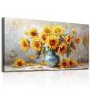 MHARTK66 Canvas Wall Art For Living Room Farmhouse Sunflower Wall Decor Large Flower Field Paintings For Bedroom Vintage Poster Art Prints Framed Artwork For Walls Kitchen Pictures Wall Decor 20x40