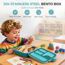 Fineyorker Kids Stainless Steel Bento Lunch Box, 4 Compartments