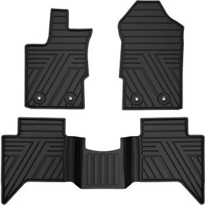Multi-Color Custom Fit Floor Mats for Ford Ranger 2019-2023, Armor Black | Fits Ranger SuperCrew Cab 2019-2023, All Weather Anti-Slip Rubber Mats, Waterproof Floor Liners, Full Coverage Protection