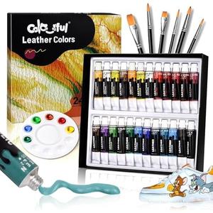 Colorful Acrylic Leather Paint for Shoe Painting- 24 Colors Leather Paint for Bag & Wallet Decor, Leather Jacket Care, Crafts DIY & Customizing Leather Projects