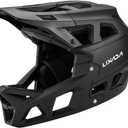 Lixada Adult Bike Helmet, Full Face Mountain Bike Helmet Lightweight Bicycle Helmet with Pads & Visor, Comfort Cycling Helmet Racing Downhill MTB Helmet for Men Women (Medium, Black)