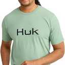 HUK Men's Standard Performance Fishing Logo Tee, Short Sleeve, QuickDry, Fog Green.M