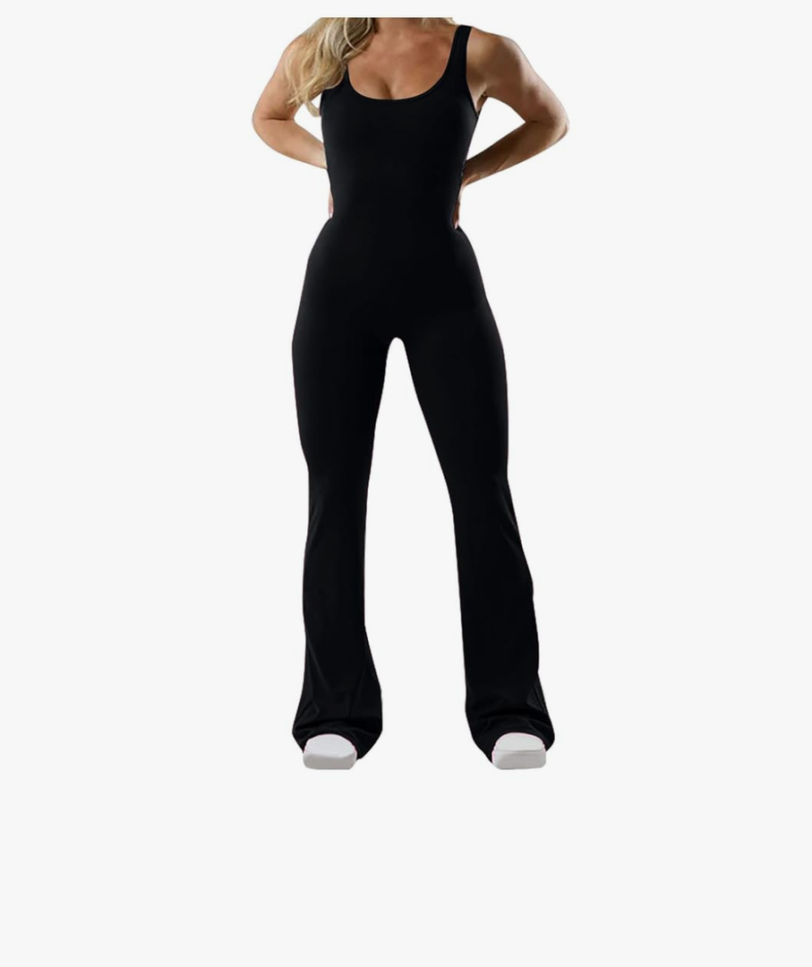 Womens One Piece Jumpsuit Long Sleeve Body Suits Tummy Control Cinching Waist Lifting Flare Leg High Stretch Jumpsuit XL