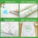 Split King Mattress Protector for Adjustable Bed, Cooling and Breathable Bamboo Viscose Waterproof Split Top King Mattress Pad Cover with 6-18 inches Deep Pocket, 32-34 inches Split from Head