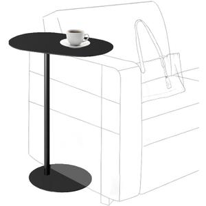 C-Shaped Side Table, Iron End Table for Couch Sofa and Bed, Small Metal Black Side Tables for Living Room Bedroom (Black, High-24.8in/63cm)