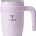 REDUCE 24 oz Stainless Steel Tumbler with Handle - Dual-Wall Vacuum Insulated Travel Mug, Sweat-Proof Lid & Reusable Straw - Keeps Drinks Cold for 24 Hrs, Fits Cupholders, Dishwasher Safe - Lilac Bud