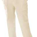 PASLTER Men's Cotton Linen Pants Elastic Waist Drawstring Casual Trouser Lightweight Straight-Legs Loose Beach Yoga Pants (White, L)