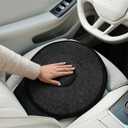 360 Degree Swivel Car Seat Cushion, Round Rotating Non Slip Vehicle Chair Pad for Elderly Support, Portable Removable Automotive Interior Seat Assist Pad, Universal for Sedan RV Truck (Black)