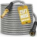 Bionic Steel Pro 25 FT Garden Hose with Nozzle, 304 Stainless Steel Metal Water Hose 25Ft, Flexible Hose, Kink Free, Lightweight and Durable, Crush Resistant Fitting, Easy to Coil, 500 PSI 2025 Model