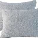 Reafort Ultra Soft Sherpa Pillowcases Set of 2 Fluffy Cozy Fleece Standard 20" x 26", Warm Plush Covers with Smooth Zipper, Machine Washable (Silver Grey, 20x26 Standard Sham)