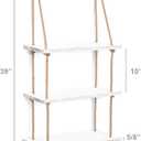 Mkono Hanging Shelves 3 Tier White Wood Wall Mount Floating Shelf with Rope Boho Decor for Living Room Bathroom Bedroom Kitchen Apartment - Rustic Wood Decorative Storage Shelf