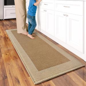 Kitchen Mats for Floor, Super Absorbent Kitchen Rugs Non Slip Washable, Soft Linen Braided Kitchen Runner Rug, Standing Mat Kitchen Sink Mat, Easy to Clean, Brown 17x47