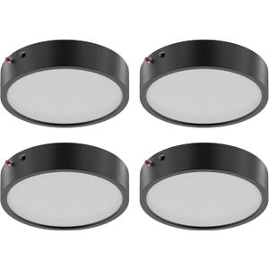 ZAGO 7 Inch Flush LED Lights with Emergency Battery Backup, Wafer Round Disk Light Emergency Kit, Edgelit, 120-277V, Dimmable, 15W, 920LM, 5CCT Selectable, ETL/Wet Rated, 4 Packs, Black