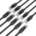 Cat 6 Ethernet Cable 1.5 ft, Indoor/Outdoor High Speed 10Gbps Internet Cable, Black RJ45 LAN Patch Cables, Ethernet Cord Suitable for Games, Computers, Televisions, Routers, Printers (10Pack)