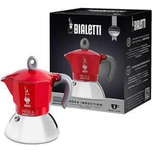 Bialetti - Moka Induction, Moka Pot, Suitable for all Types of Hobs, 2 Cups Espresso (2.8 Oz), Red